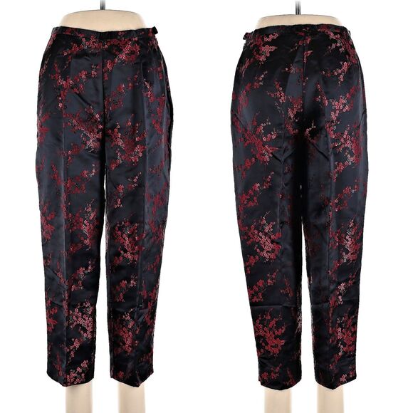 Vintage Y2K Uniform Paul Richard Satin Pants Floral Embroidery High Rise 10P - Picture 7 of 11